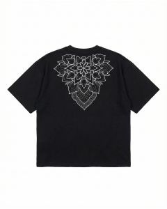 Men's Oversize Black T-shirt With Flower Pattern