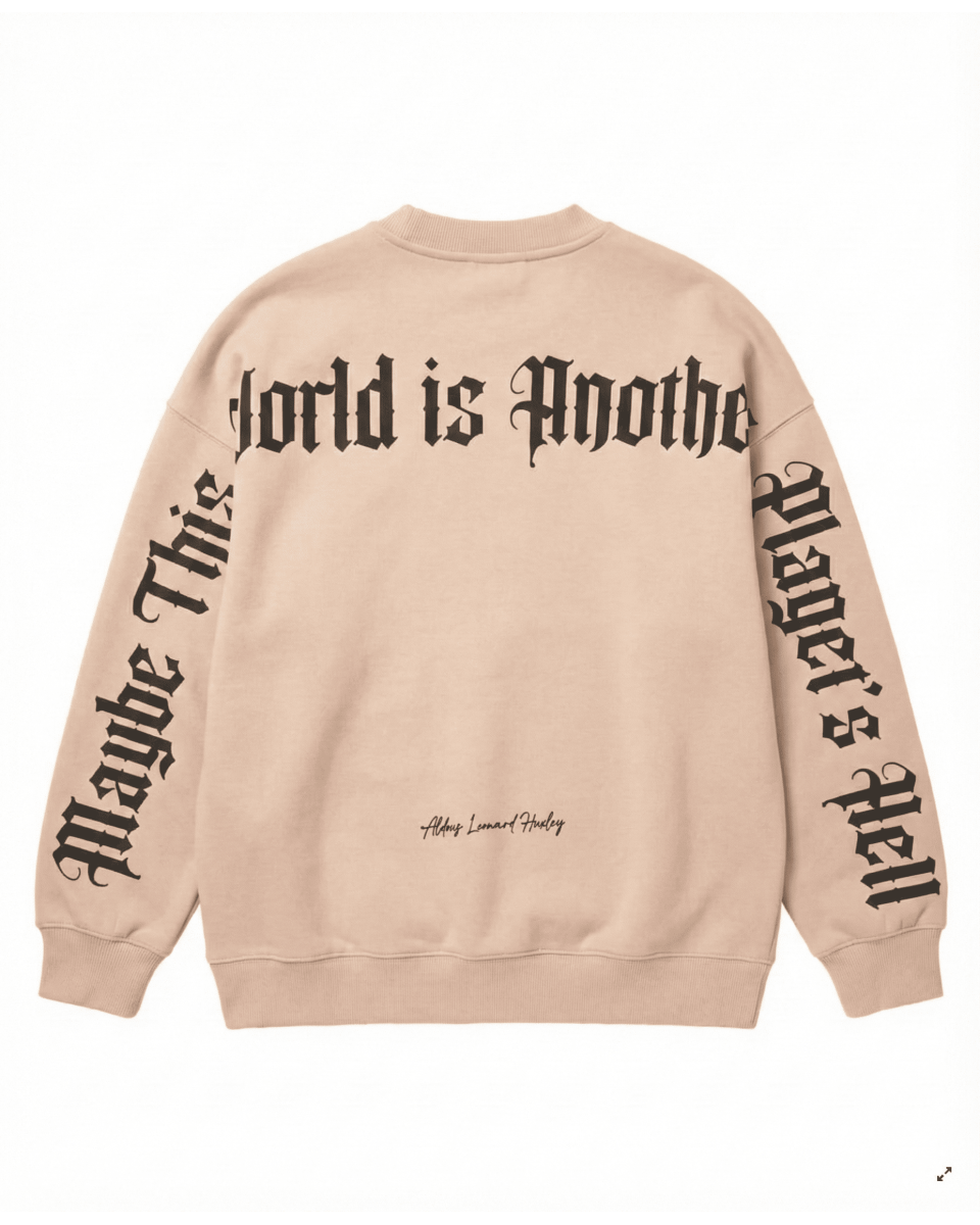 Men's Oversize Beige Sweatshirt With Text Print