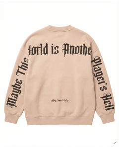 Men's Oversize Beige Sweatshirt With Text Print