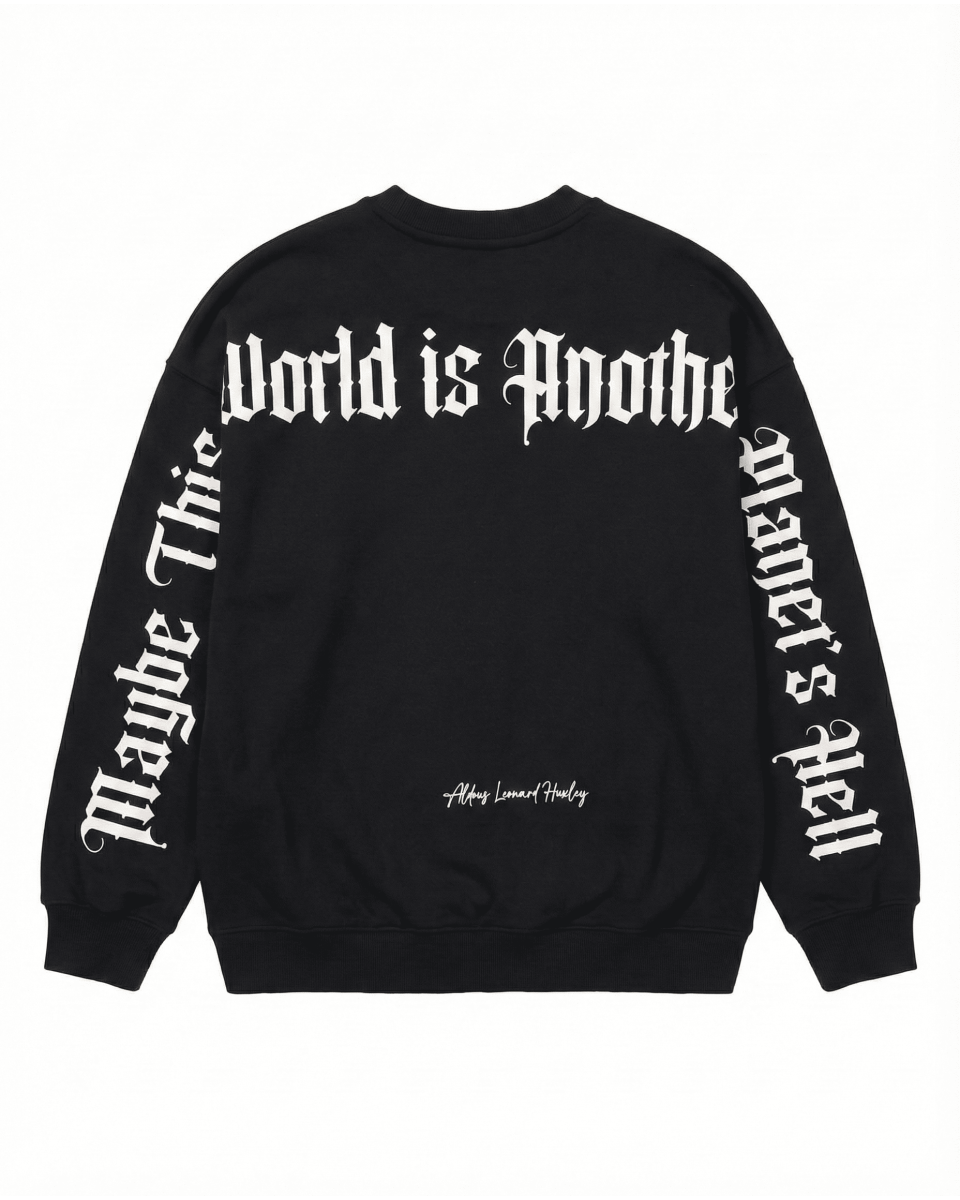 Men's Oversize Black Sweatshirt With Text Print