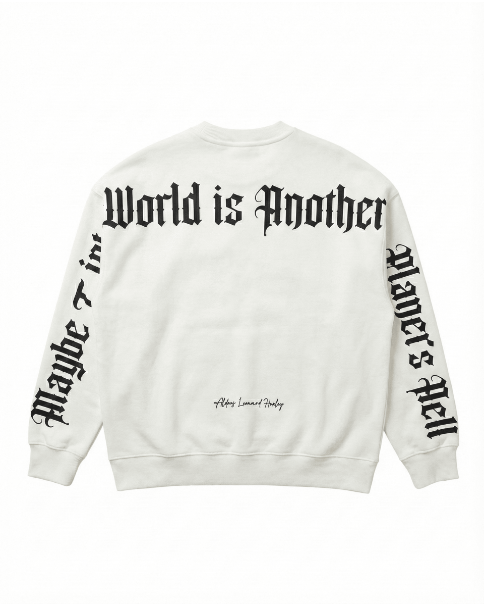 Men's Oversize White Sweatshirt With Text Print