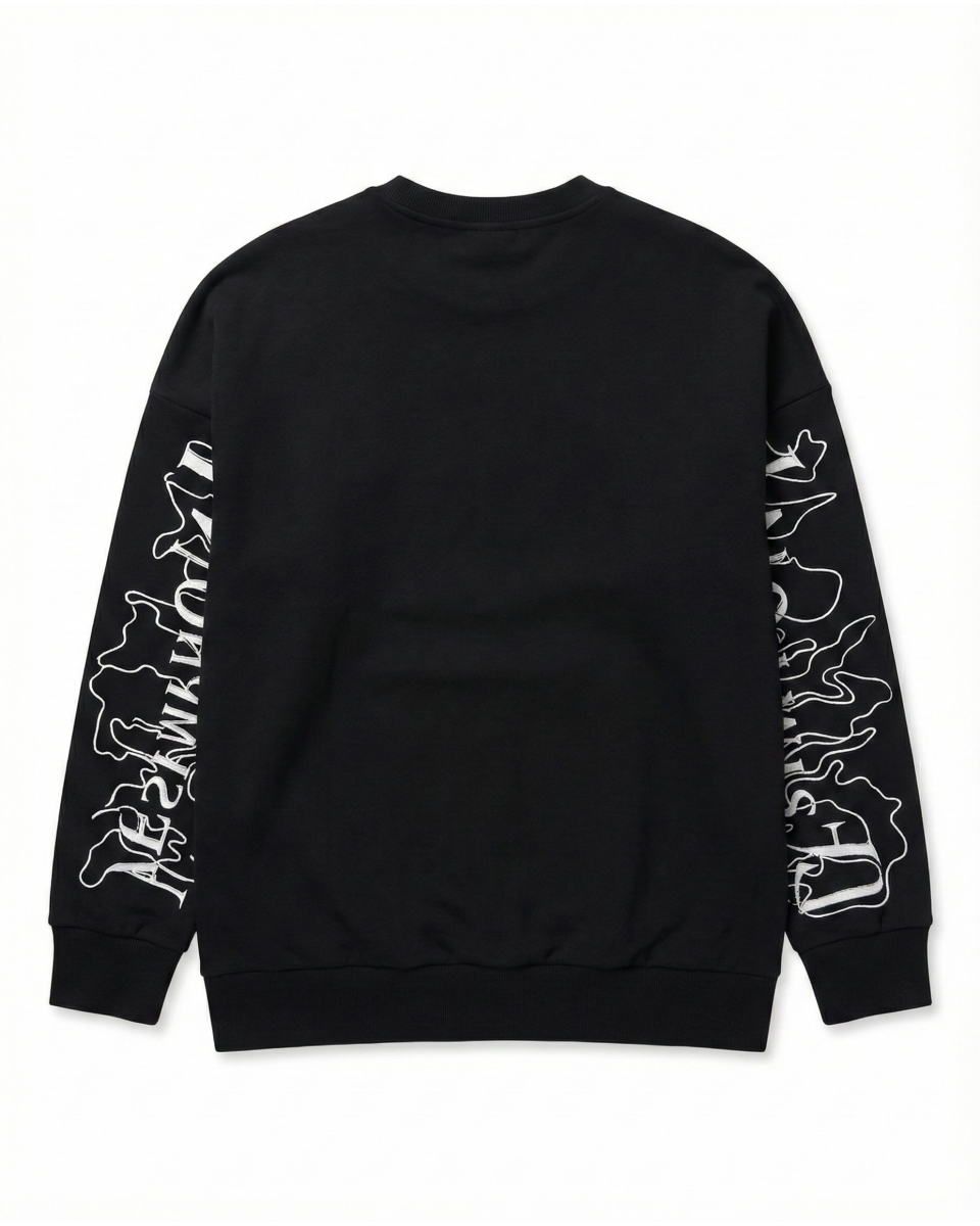 Men's Oversize Black Sweatshirt With White Print 2