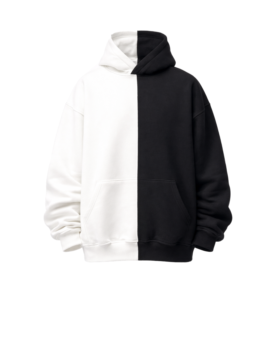 Men's Oversize Fit Black&White Hoodie