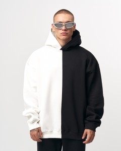 Men's Oversize Fit Black&White Hoodie