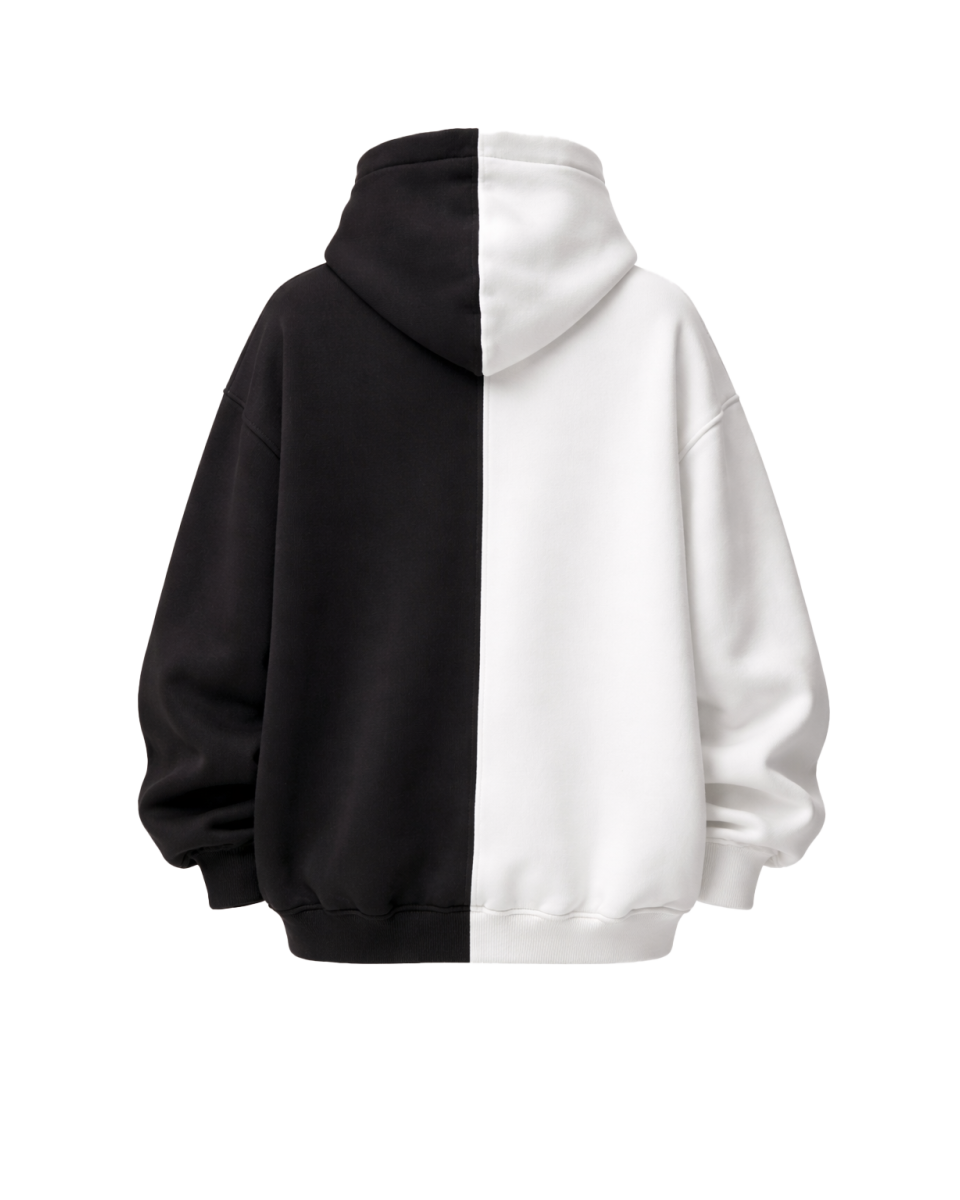 Men's Oversize Fit Black&White Hoodie 2