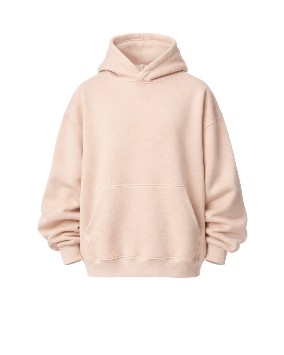 Men's Oversize Fit Beige 100% Cotton Hoodie