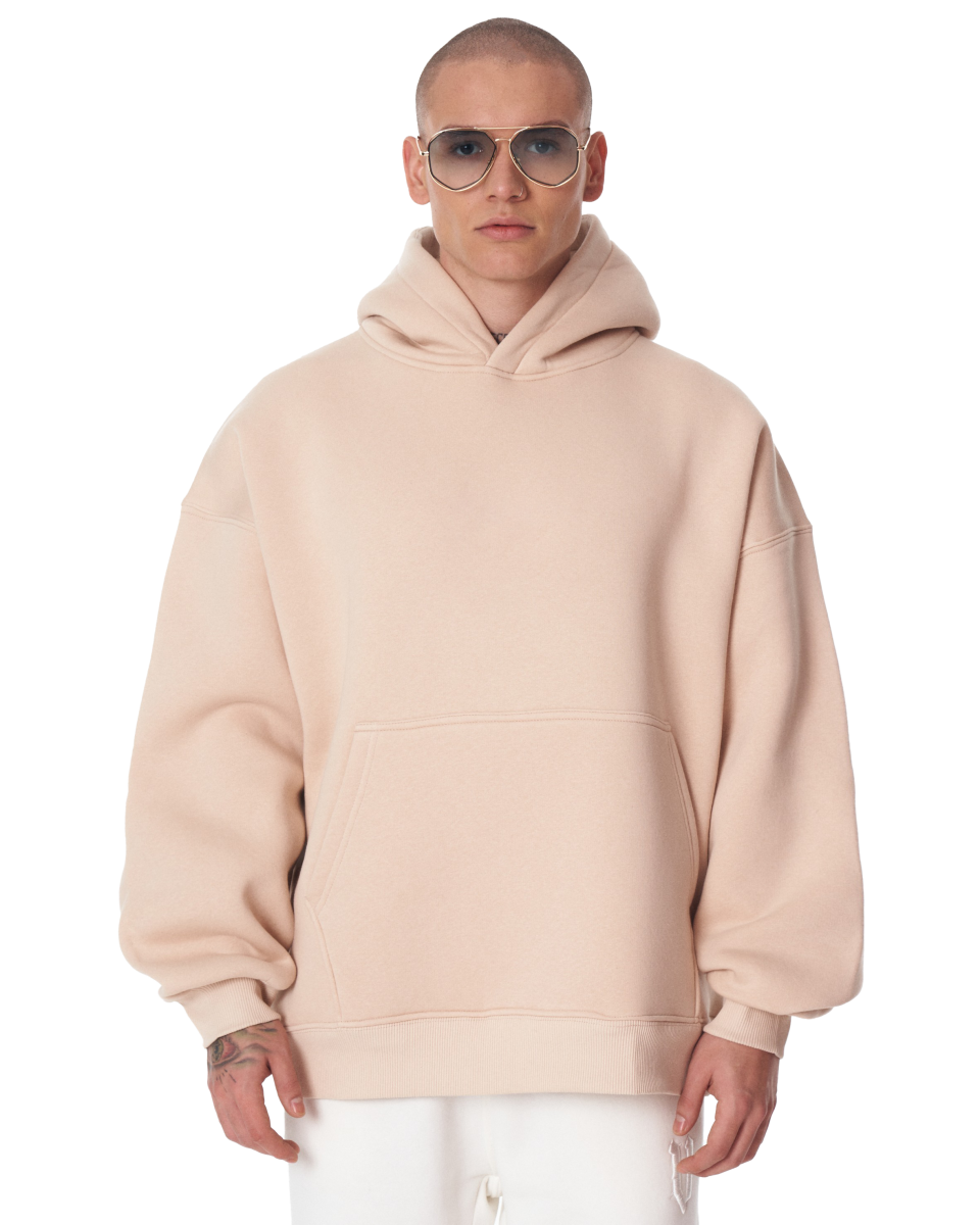 Hoodie Oversize Fit Beige 100% Cotone 320–500 GSM | WoxWear