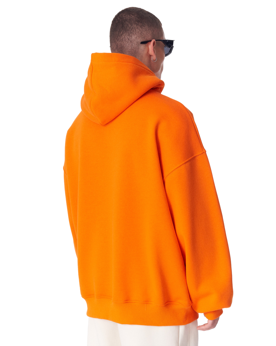 Men's Oversize Fit Orange 100% Cotton Hoodie
