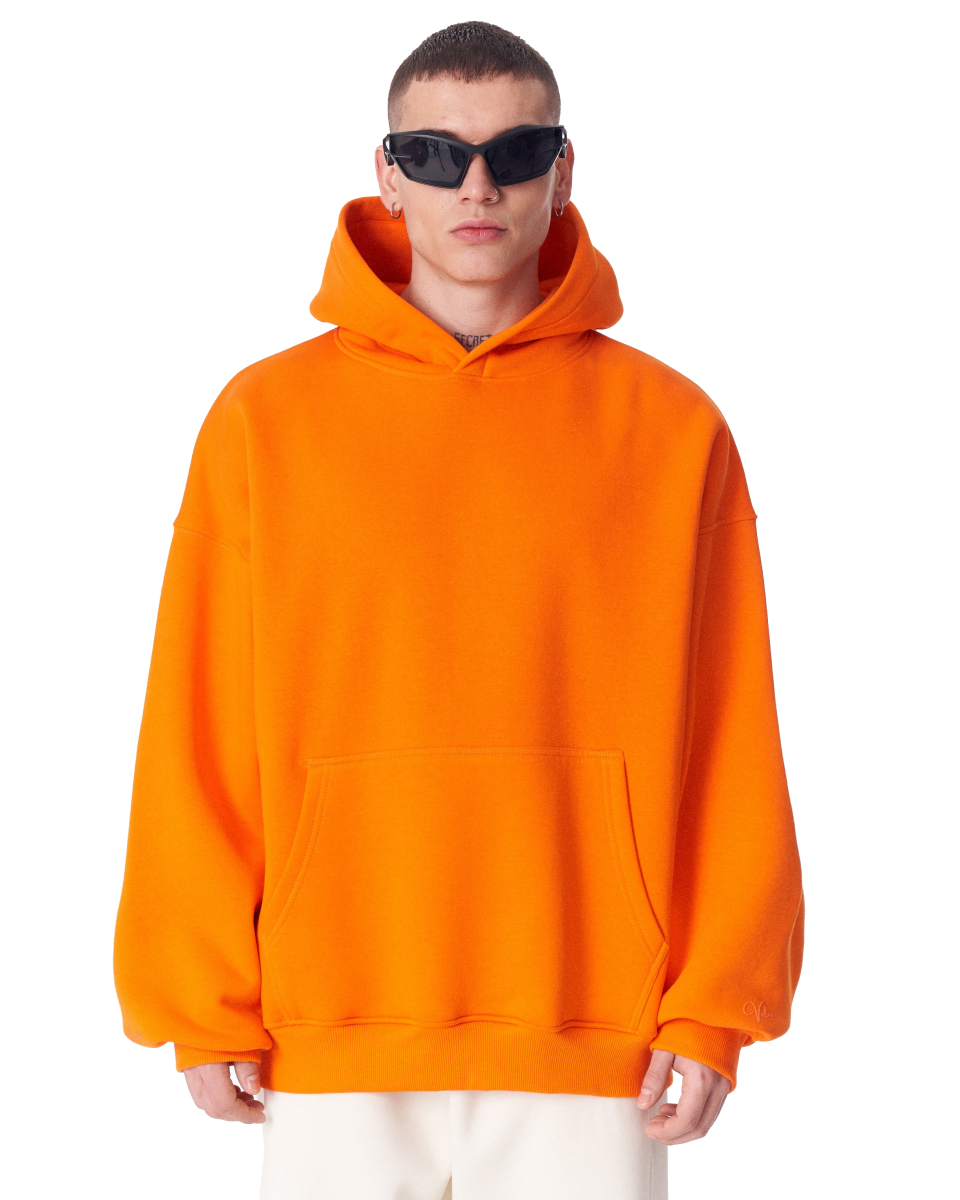 Men's Oversize Fit Orange 100% Cotton Hoodie