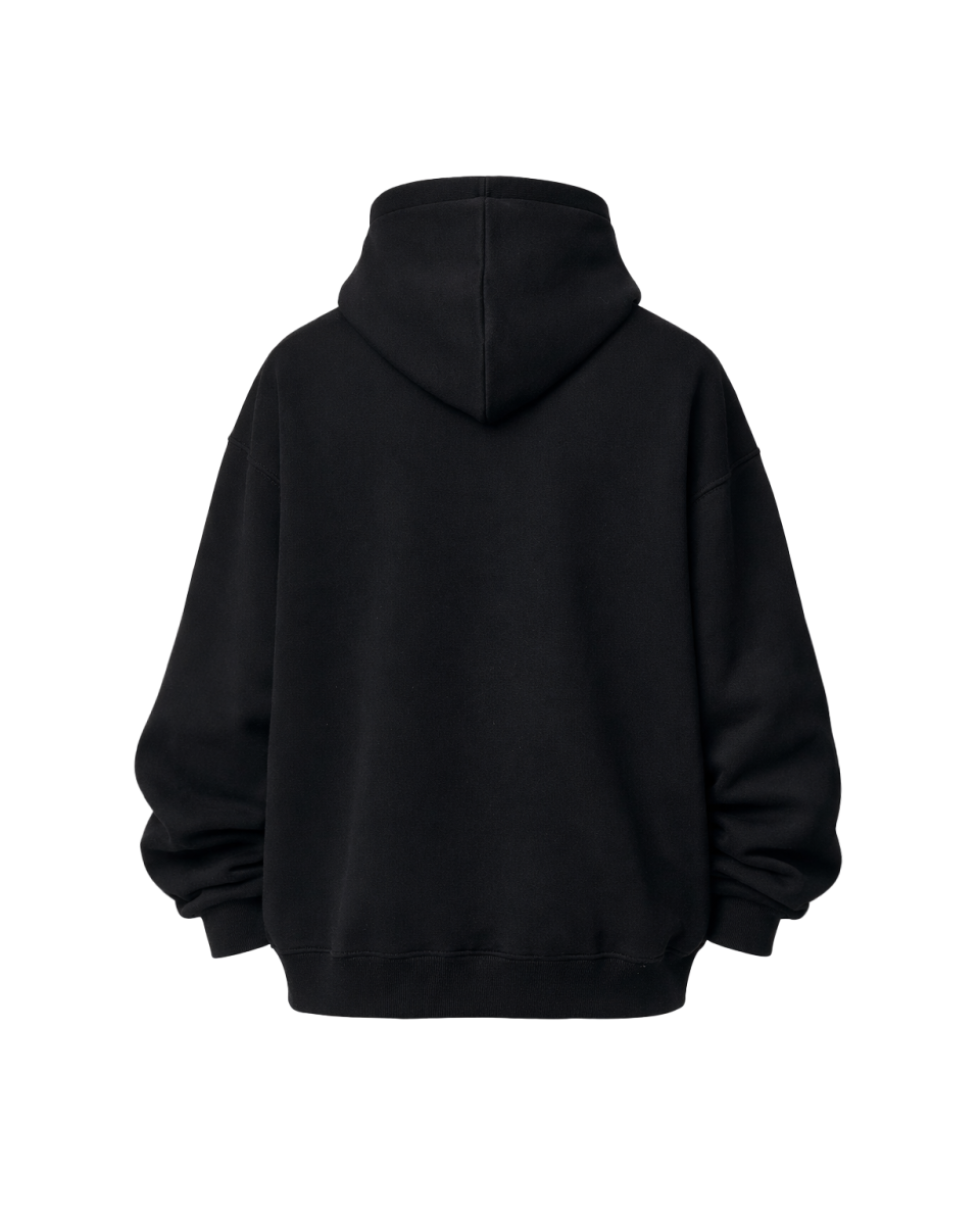 Men's Oversize Fit Black 100% Cotton Hoodie 2