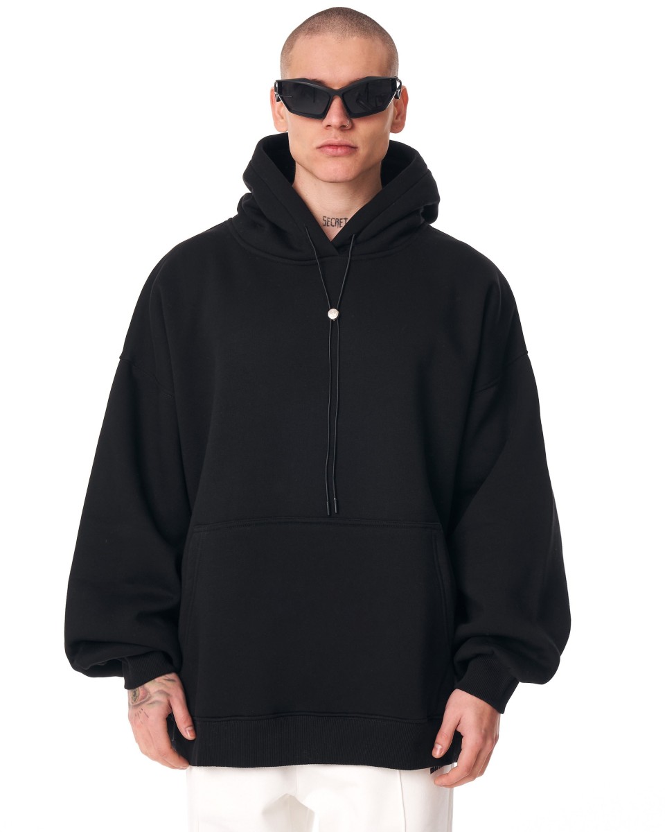 Men's Oversize Fit Black 100% Cotton Hoodie