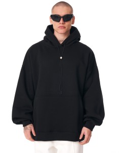 Men's Oversize Fit Black 100% Cotton Hoodie