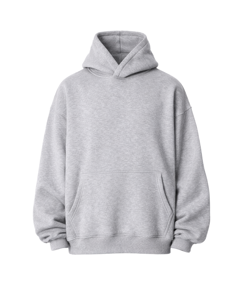 Hoodie Oversize Fit Gris 100% Algodón 320–500 GSM | WoxWear