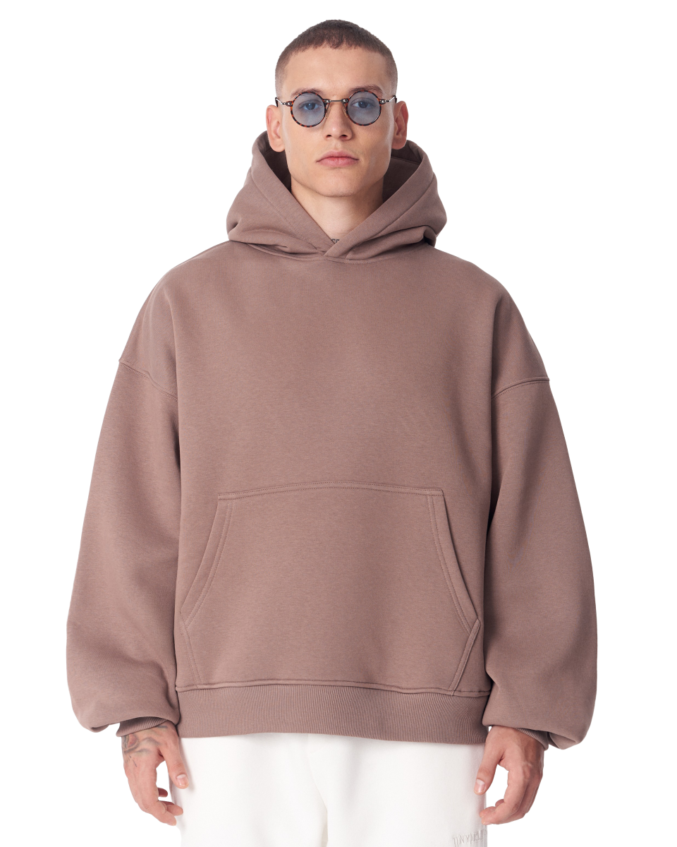 100% Cotton Oversize Fit Brown Hoodie