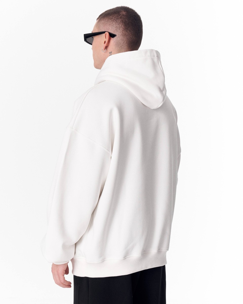 Men's Oversize Fit 100% Cotton White Hoodie