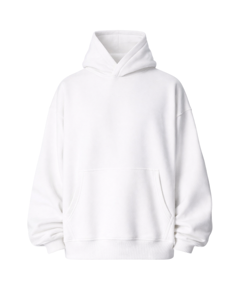 Oversize Fit Weißer Herren Hoodie 100% Baumwolle