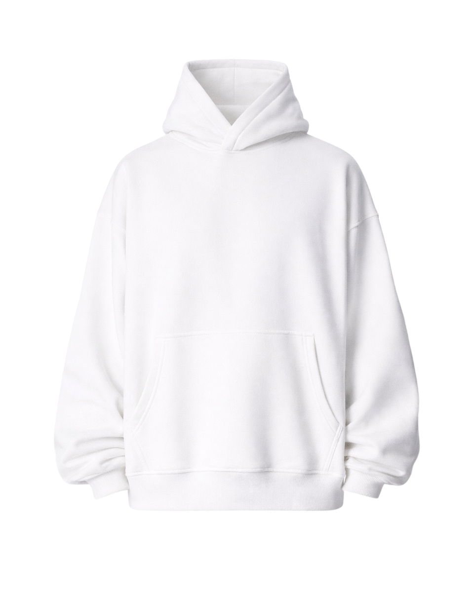 Hoodie Oversize Fit Blanca 100% Algodón 320–500 GSM | WoxWear