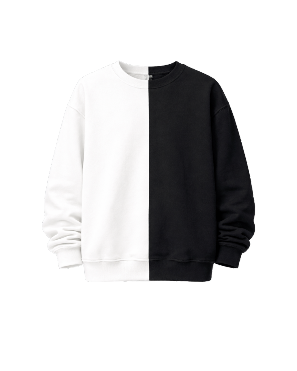 Черно-Белый Oversize Fit Свитшот 320–500 GSM | WoxWear