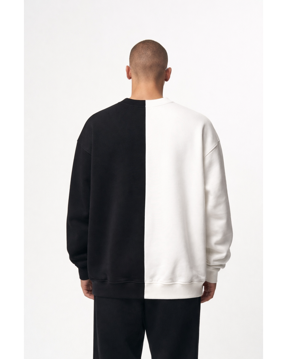 Schwarz-Weiß Oversize Fit Sweatshirt 320–500 GSM | WoxWear
