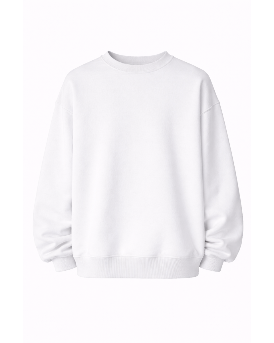 Beyaz Oversize Fit Sweatshirt 320–500 GSM | WoxWear