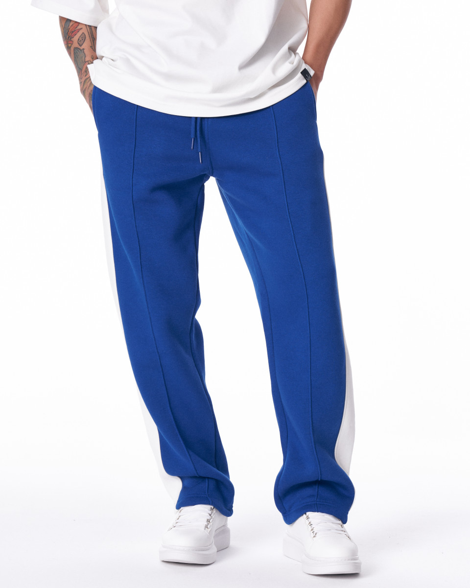 Men's Blue-White Color Oversize Jogger