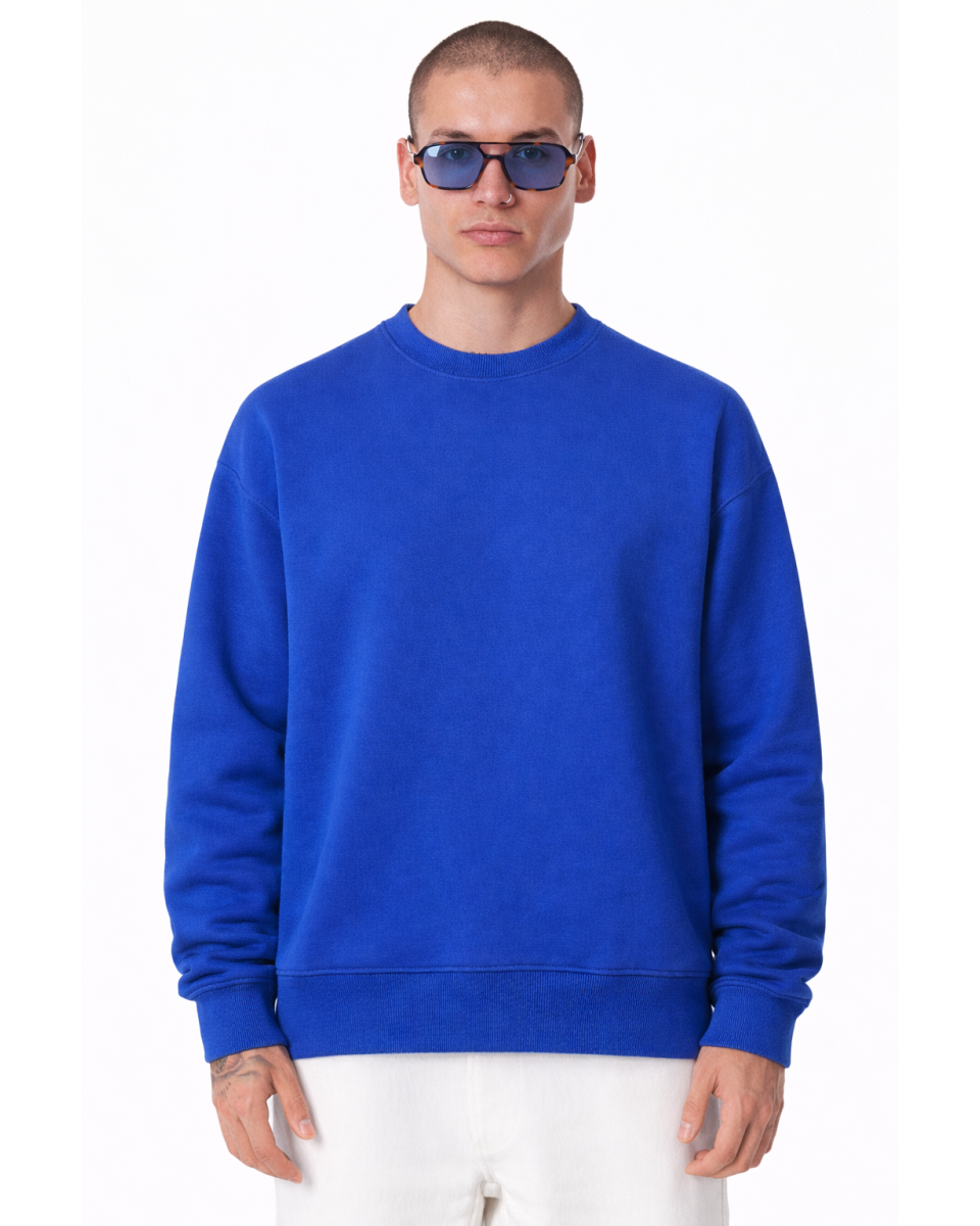 Felpa Uomo Blu Regular Fit Cotone 320–500 GSM | WoxWear