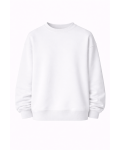 Erkek Beyaz Regular Fit Pamuk Sweatshirt 320–500 GSM | WoxWear