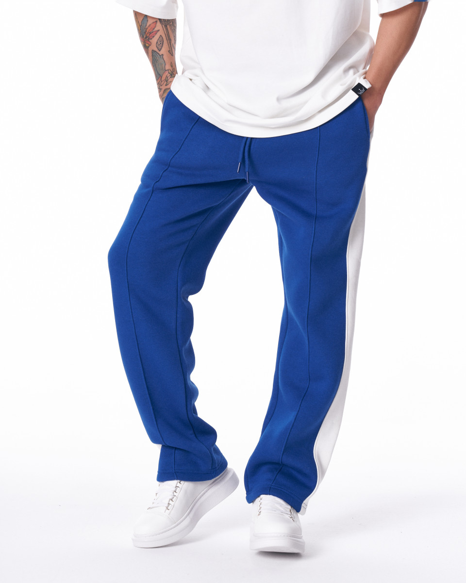 Men's Blue-White Color Oversize Jogger