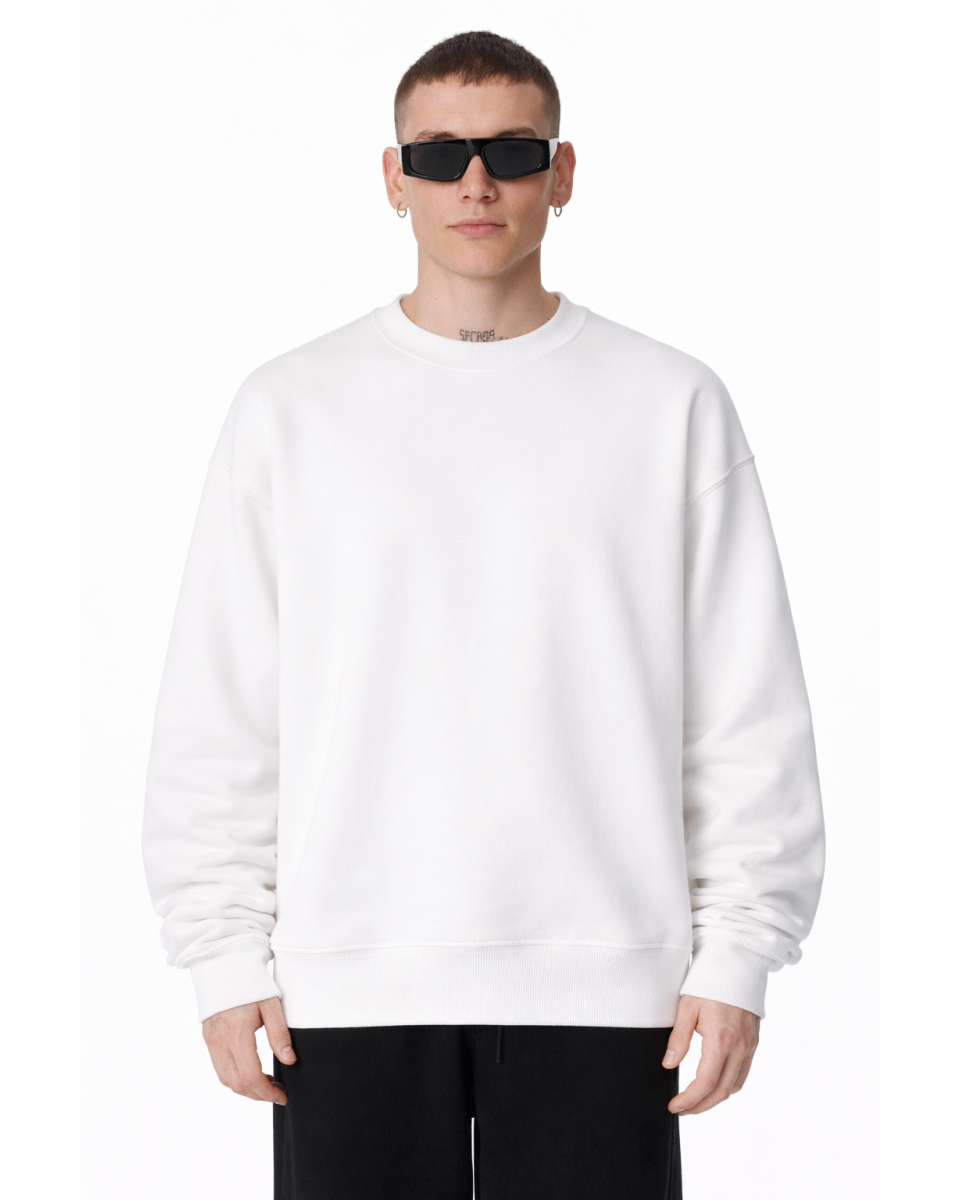 Heren Witte Regular Fit Sweatshirt 320–500 GSM | WoxWear