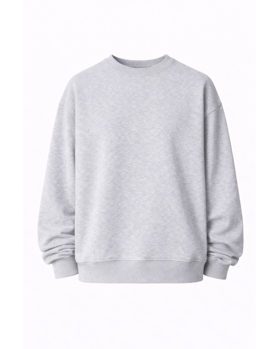 Erkek Regular Fit %100 Pamuk Gri Sweatshirt 320–500 GSM | WoxWear