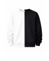 Men's Black-White Regular Fit 100% Cotton Sweatshirt