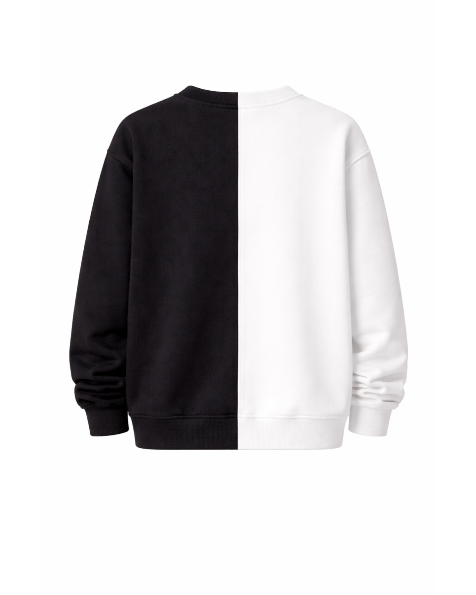 Men's Black-White Regular Fit 100% Cotton Sweatshirt 2
