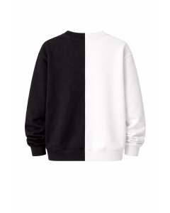Men's Black-White Regular Fit 100% Cotton Sweatshirt