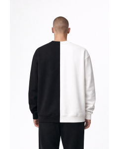 Men's Black-White Regular Fit 100% Cotton Sweatshirt