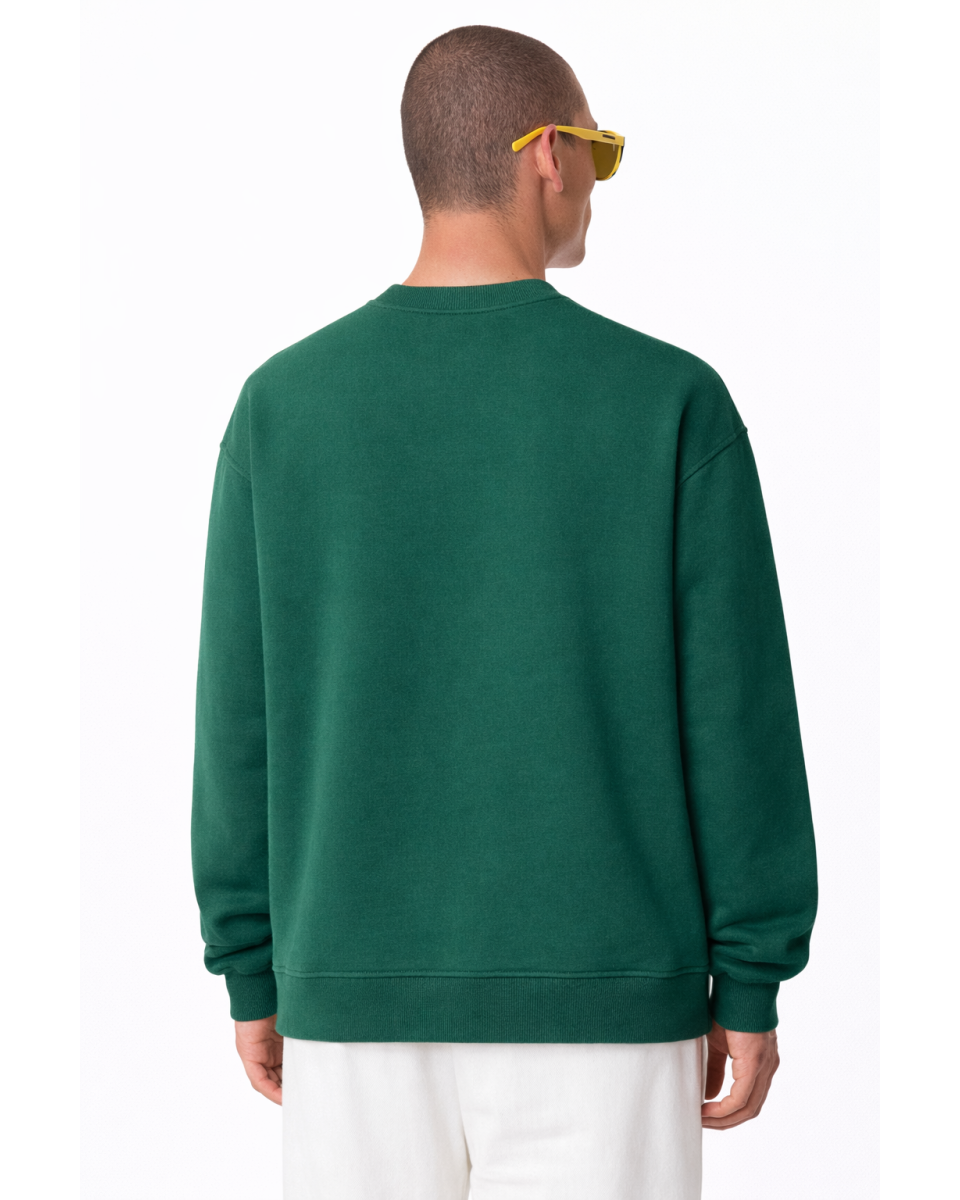 Men's Regular Fit 100% Cotton Green Sweatshirt