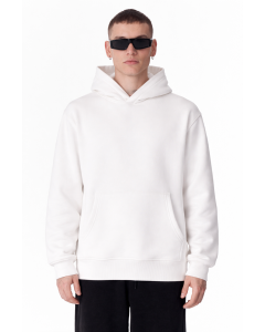 Erkek Regular Fit %100 Pamuk Beyaz Hoodie 320–500 GSM | WoxWear