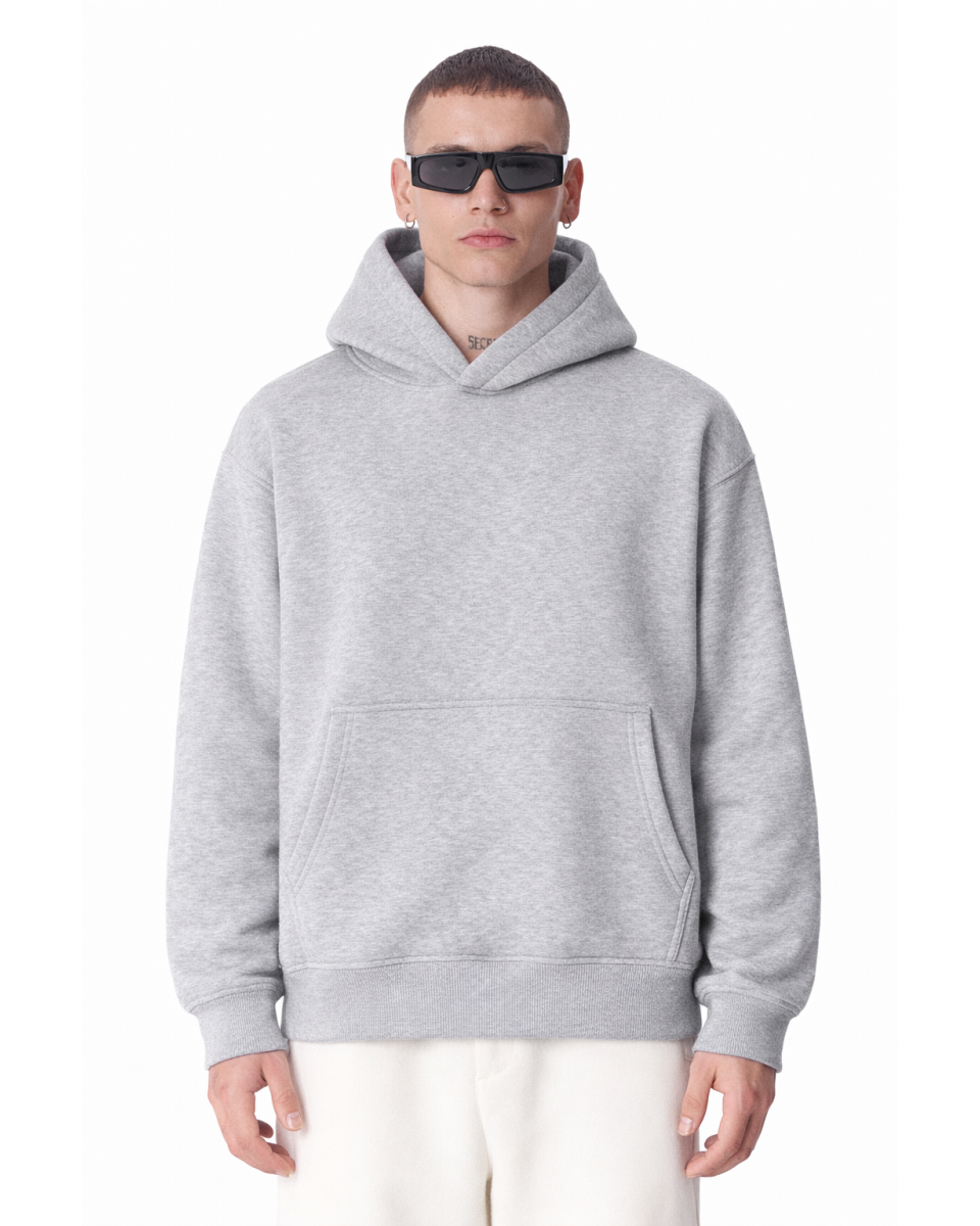 Мужское Regular Fit Серое Худи 100% Хлопок | WoxWear