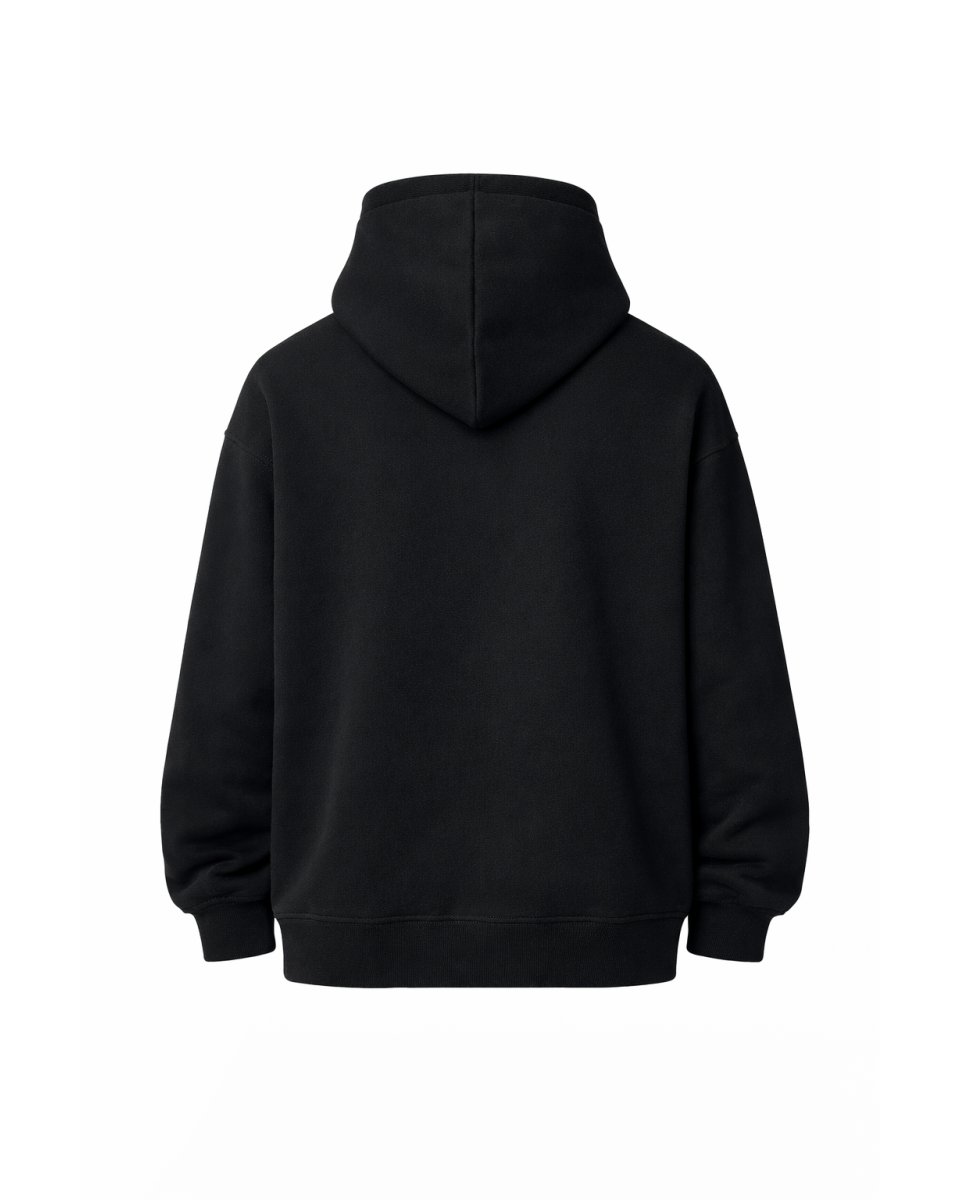 Men's Black 100% Cotton Regular Fit Hoodie