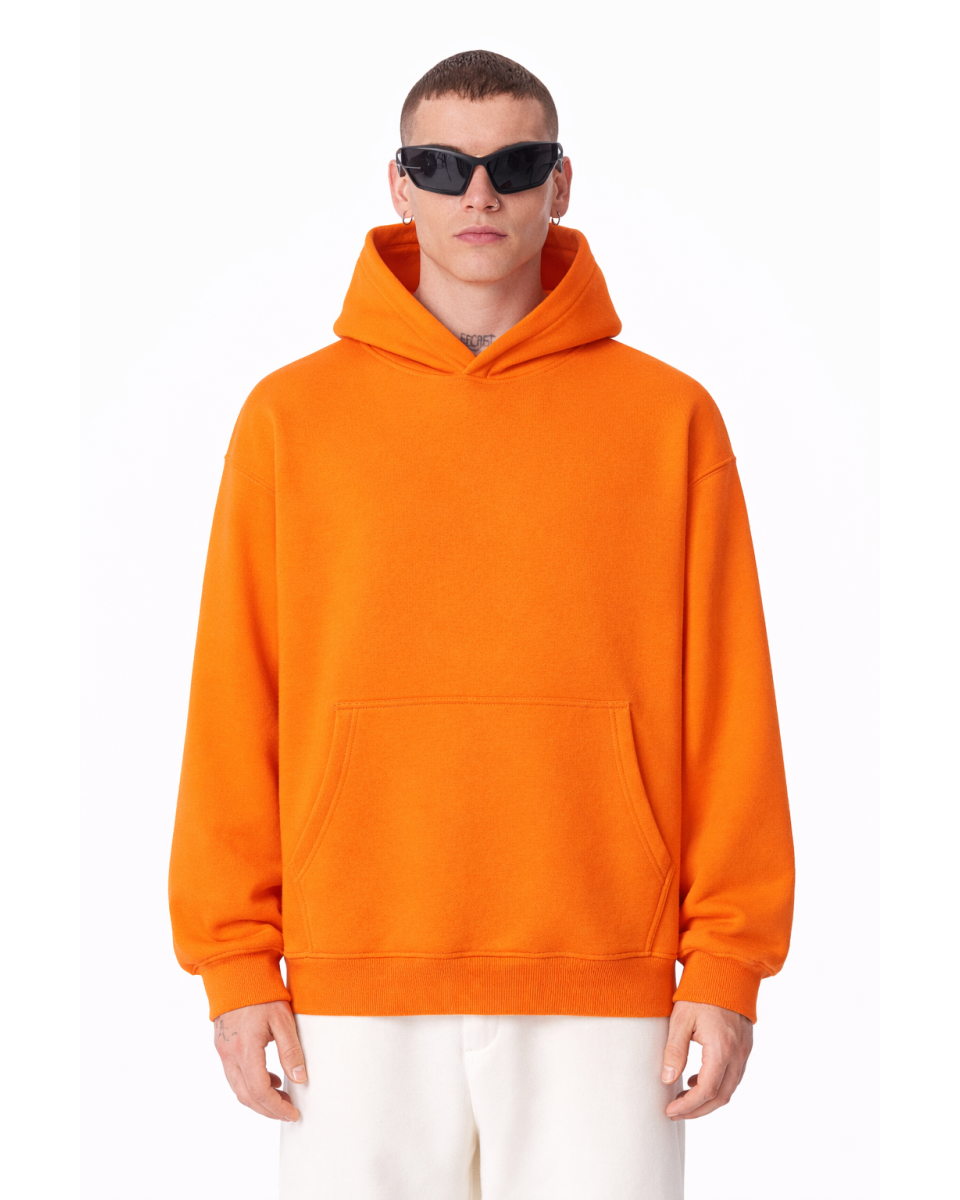 Men's Orange Regular Fit 100% Cotton Hoodie