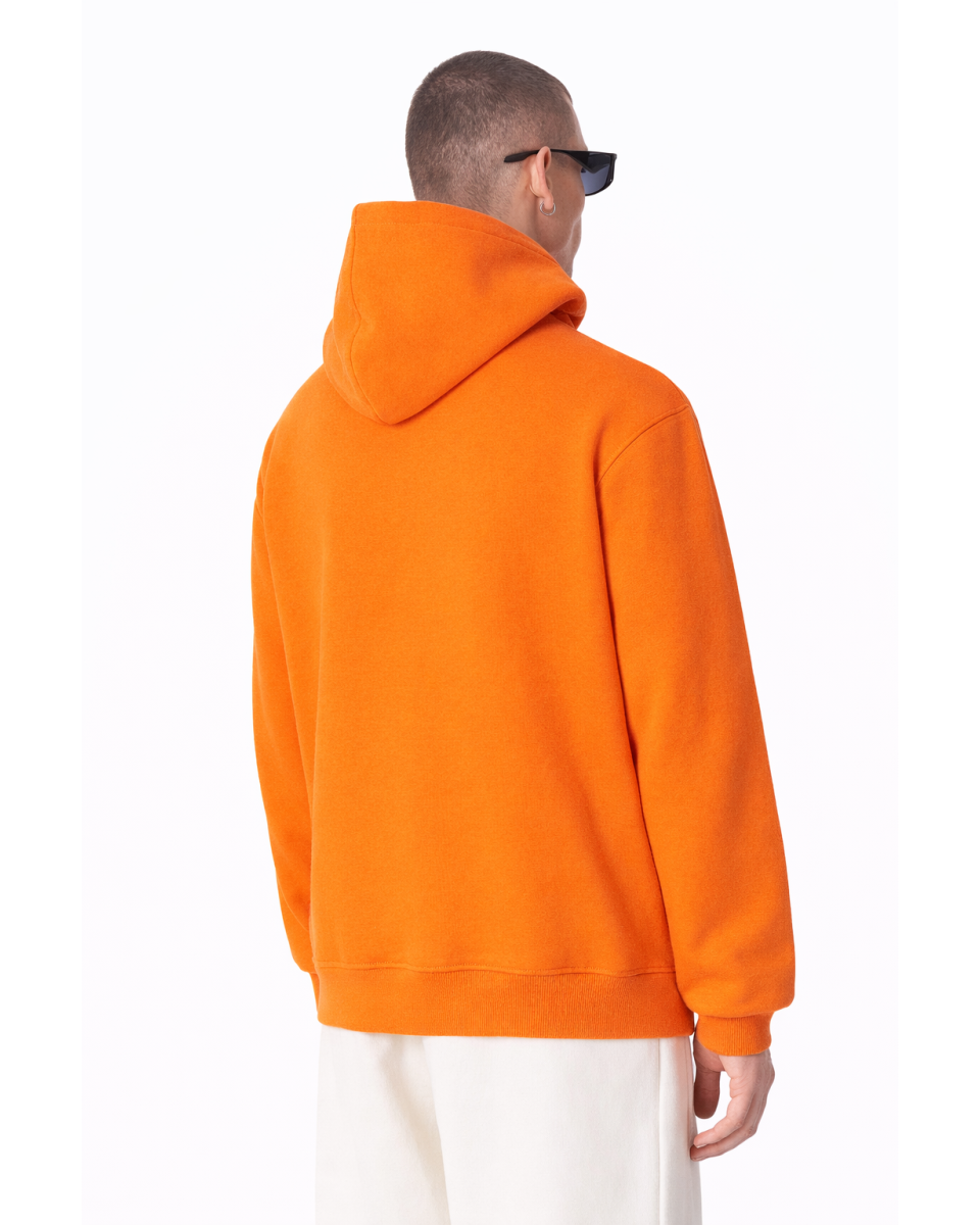 Men's Orange Regular Fit 100% Cotton Hoodie