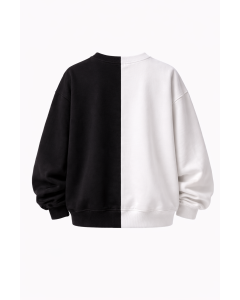 Kadın Siyah Beyaz Oversize Sweatshirt | WoxWear