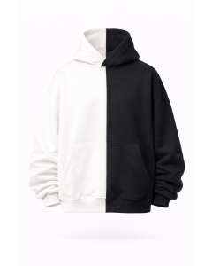 Kadın %100 Pamuk Oversize Fit Siyah-Beyaz Hoodie 320–500 GSM | WoxWear