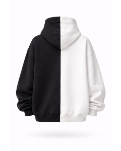 Sudadera con Capucha Blanco-Negro Oversize Mujer 100% Algodón 320–500 GSM | WoxWear