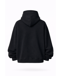 Kadın Oversize Fit Siyah %100 Pamuk Hoodie 320–500 GSM | WoxWear