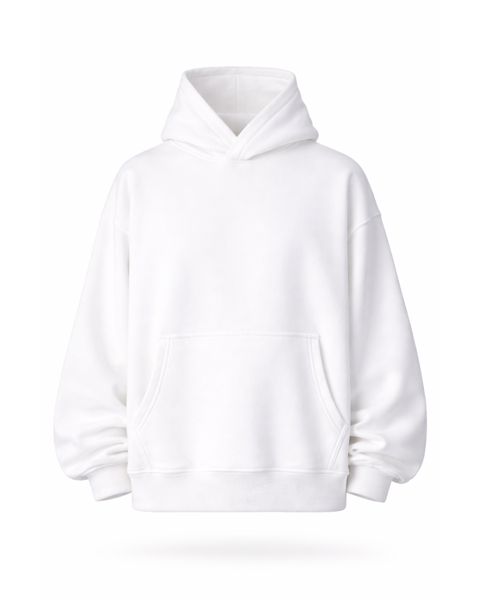 Sudadera con Capucha Blanca Oversize Mujer 100% Algodón 320–500 GSM | WoxWear