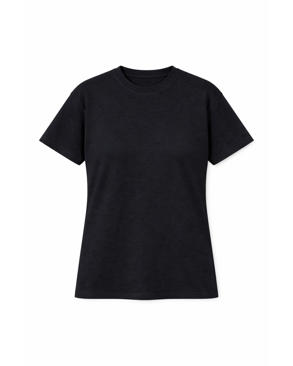 Kadın Regular Fit %100 Pamuk Siyah T-Shirt 180–300 GSM | WoxWear