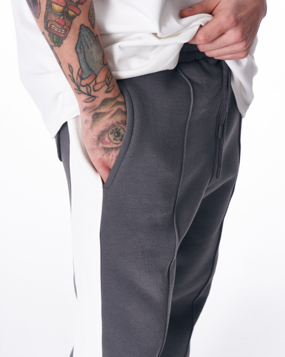 Men's Gray-White Color Oversize Jogger