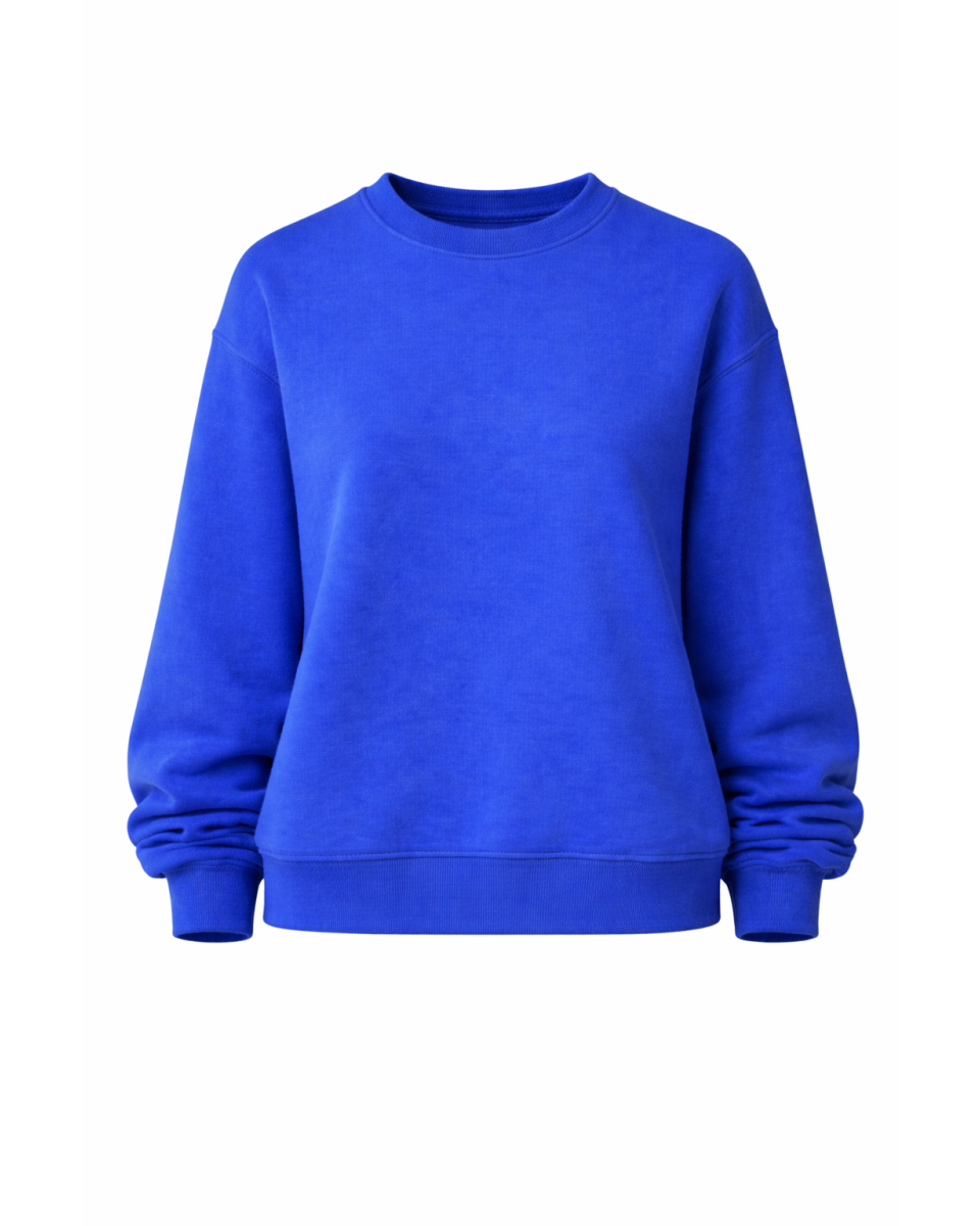 Kadın %100 Pamuk Mavi Regular Fit Sweatshirt 320–500 GSM | WoxWear