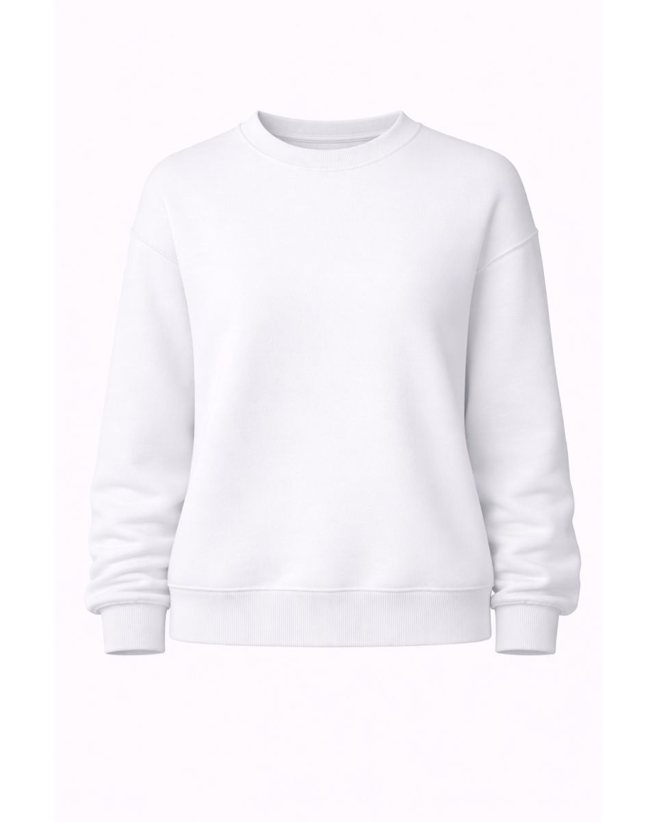 Damen Weißes Regular Fit Baumwoll Sweatshirt 320–500 GSM | WoxWear