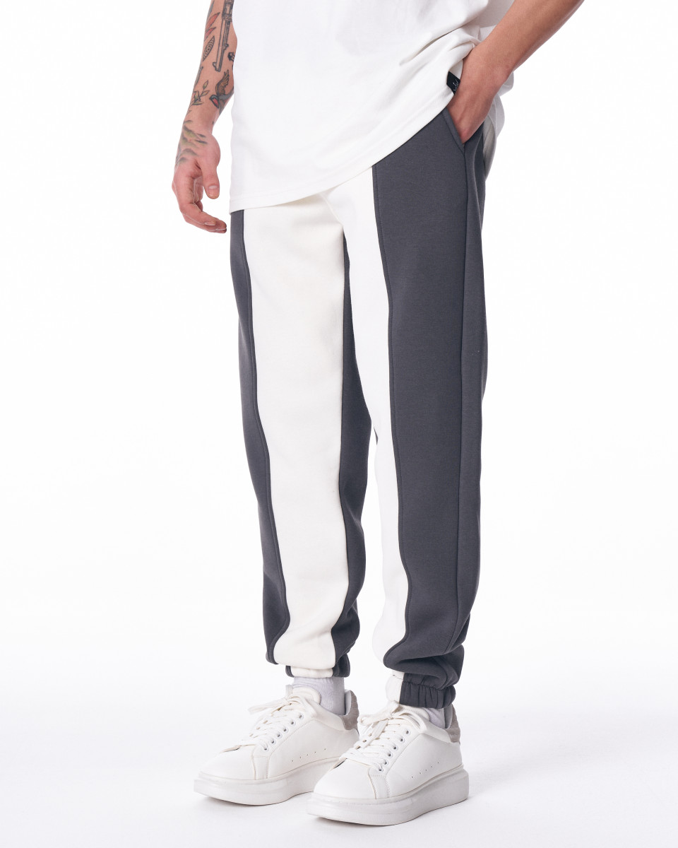 Men's Gray-White Color With Elastic Cuffs Oversize Jogger 2